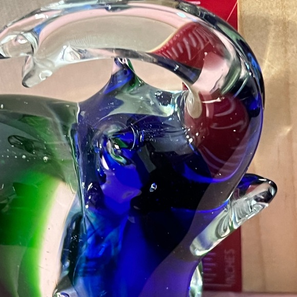 Vintage Blue Green Murano Art Glass Elephant Figurine - 3.5" - Picture 6 of 6